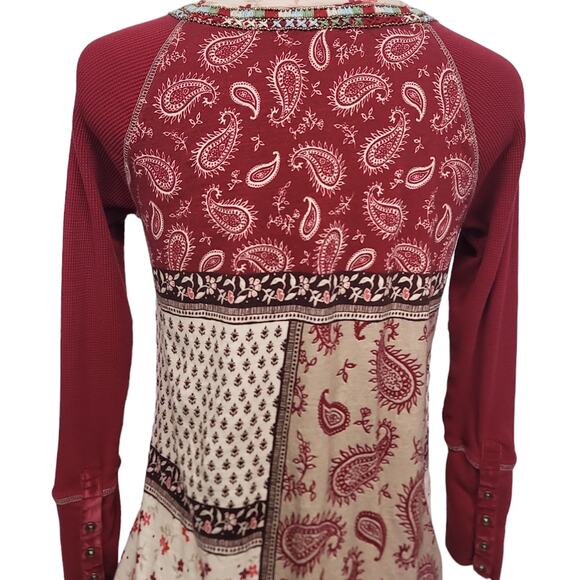 Sundance Womens Red Patchwork Tunic Blouse Size XS - Picture 6 of 10